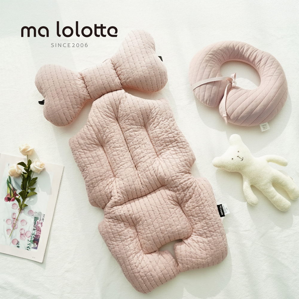 마롤로뜨 유모차라이너 100수 누빔 시트 신생아 아기 통통 라이너+목쿠션 세트 인디핑크