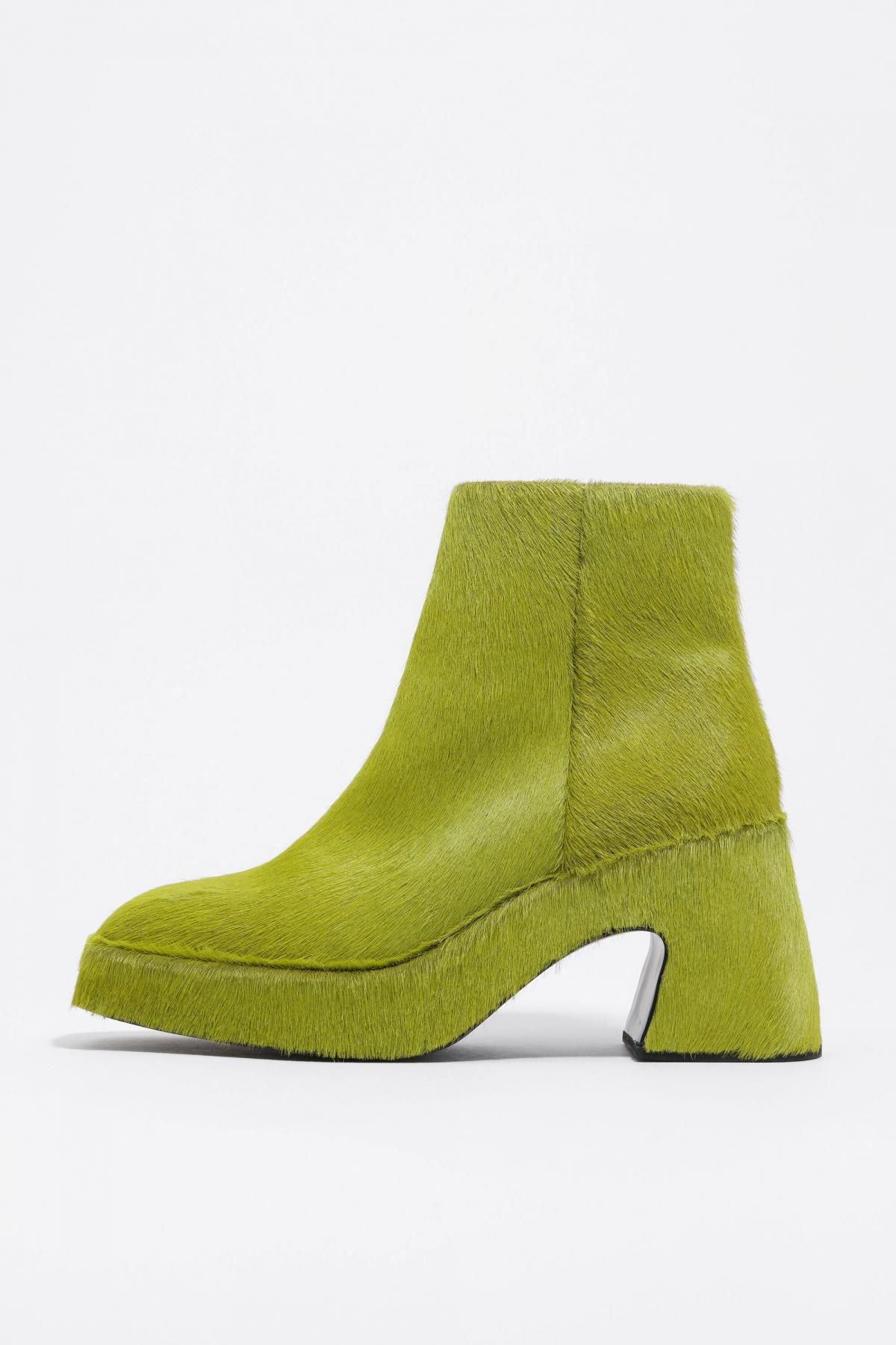 빔바이롤라 그린 퍼 스퀘어토 힐 앵클부츠 252BZ0632.12121 ACID LIME - 상품 이미지