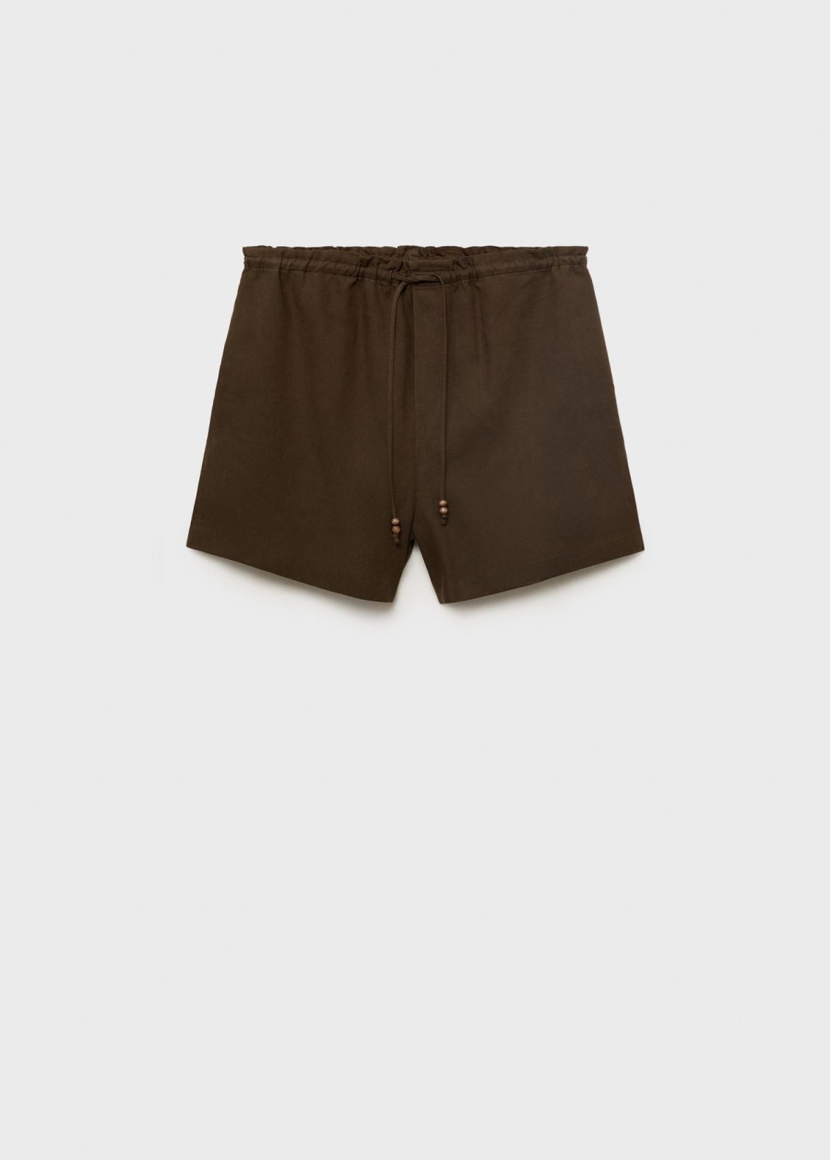 망고 린넨믹스 스트레이트핏 드로스트링 반바지 17081171 KHAKI - 상품 이미지