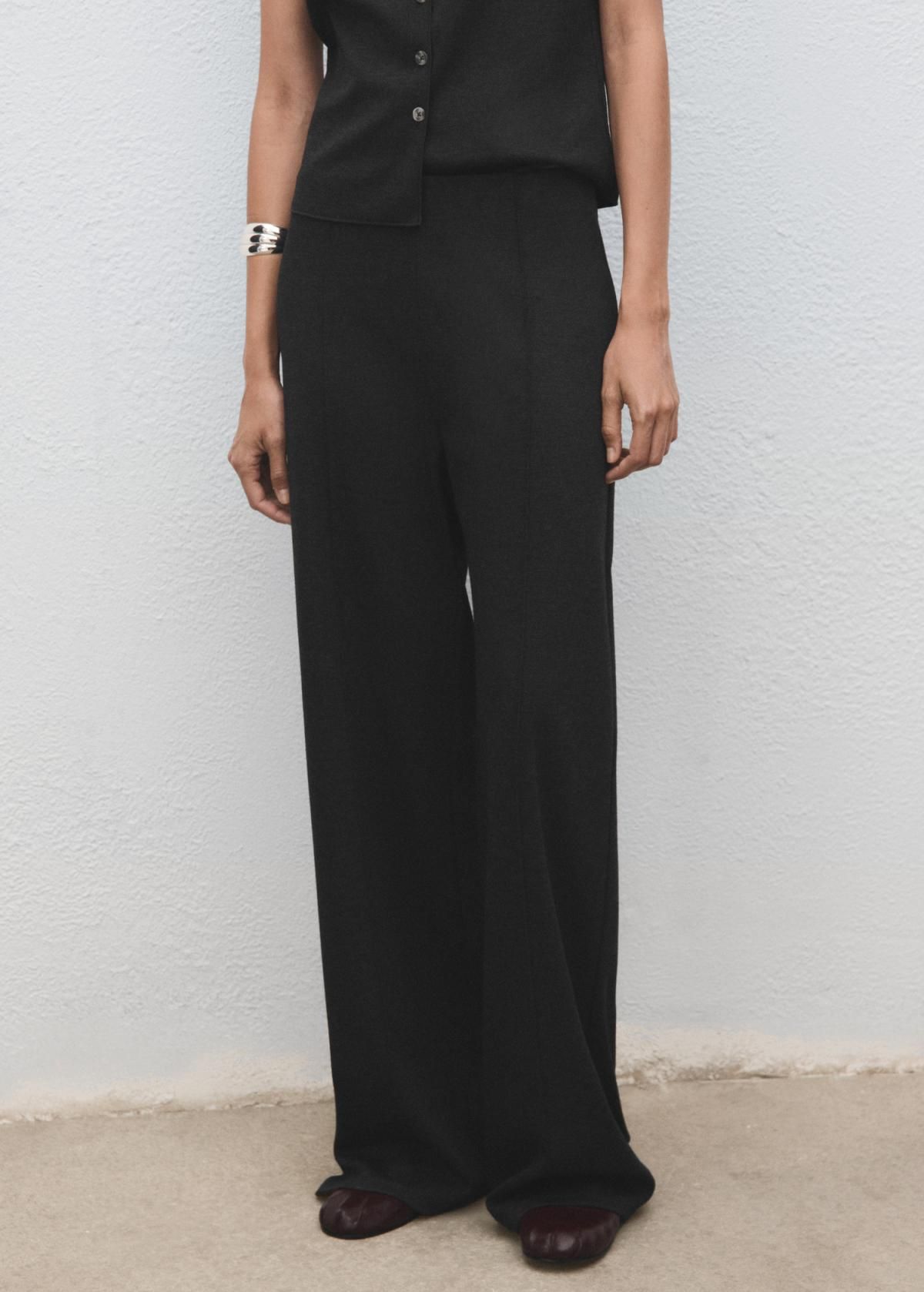 망고 컴포트 와이드핏 웨이스트밴드 슬랙스 팬츠 17065816 GRIS - 상품 이미지