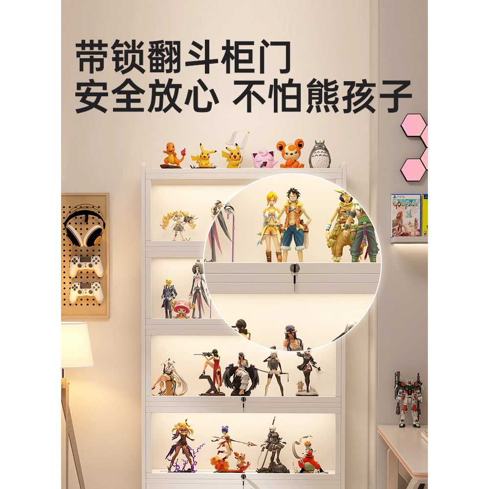 피규어 보관대 장식장 잠금장치 아크릴 수납 진열장 4단 80cm - 상세 이미지 3