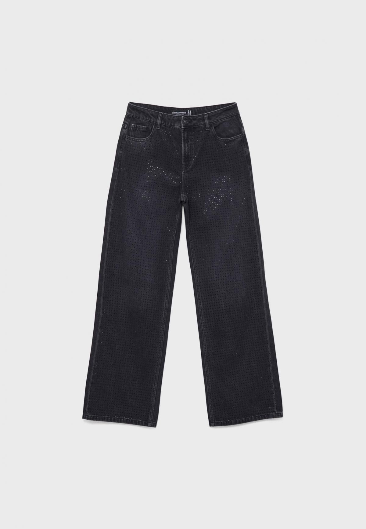 스트라디바리우스 스트레이트핏 데님 큐빅 포인트 청바지 4813/277 BLACK DENIM WASH - 상세 이미지 2