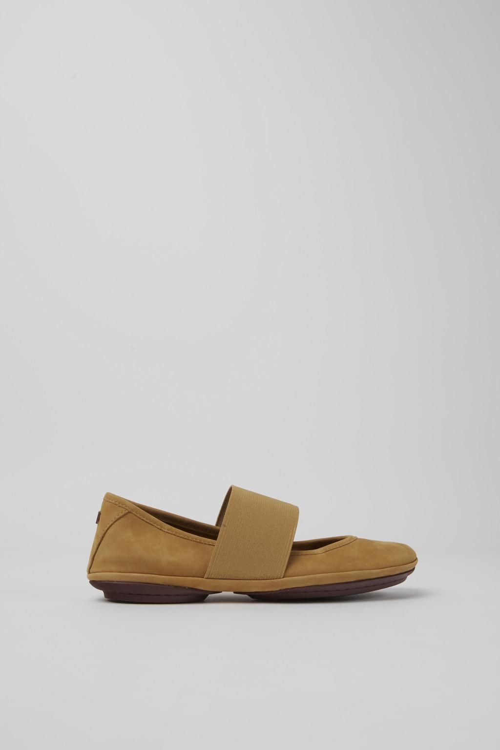 캠퍼 브라운 컴포트 누벅 플랫슈즈 Right 21595-200 BROWN - 메인 이미지