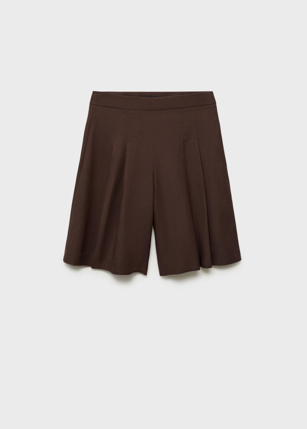 망고 테일러드 린넨혼방 미디버뮤다 팬츠 17081141 CHOCOLATE - 상품 이미지