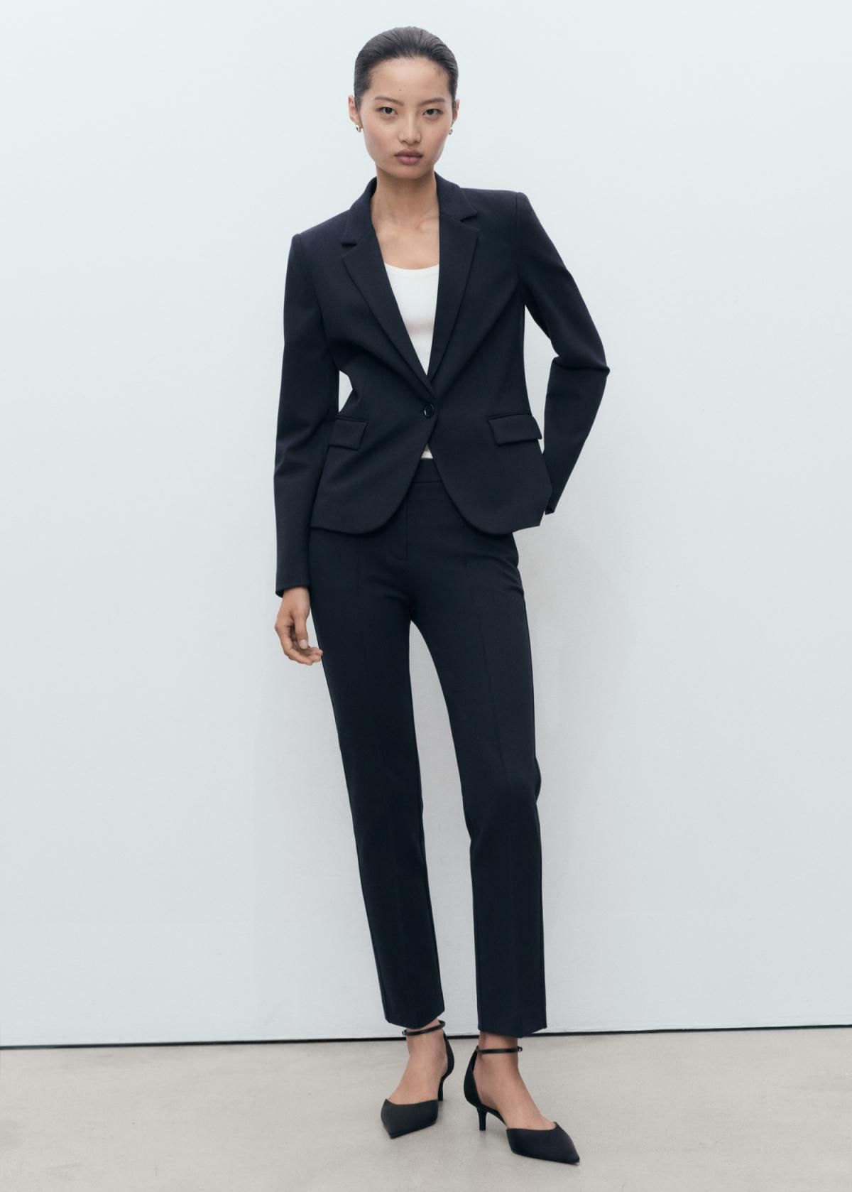 망고 테일러드 슬림핏 미드웨이스트 슬랙스 팬츠 17045807 AZUL MARINO OSCURO - 상세 이미지 2