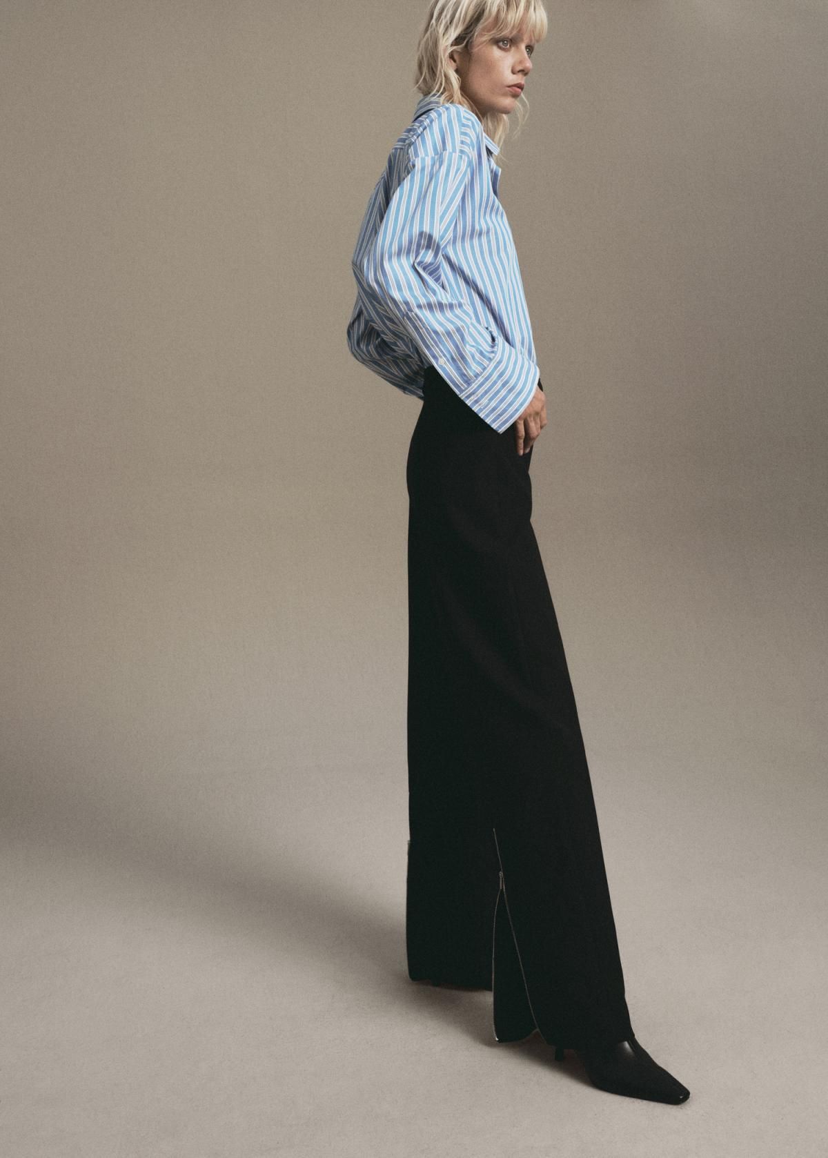 망고 테크니컬 하이웨이스트 스트레이트 슬랙스 팬츠 17017915 NEGRO - 상세 이미지 5