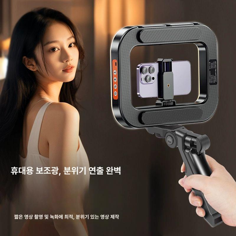 개인방송 셀카 링라이트조명 휴대폰조명 스마트폰 개인 암스탠드 장비 삼각대 보광 핸드폰 앉아서촬영세트 듀얼 라이트 데스크탑 - 상세 이미지 2