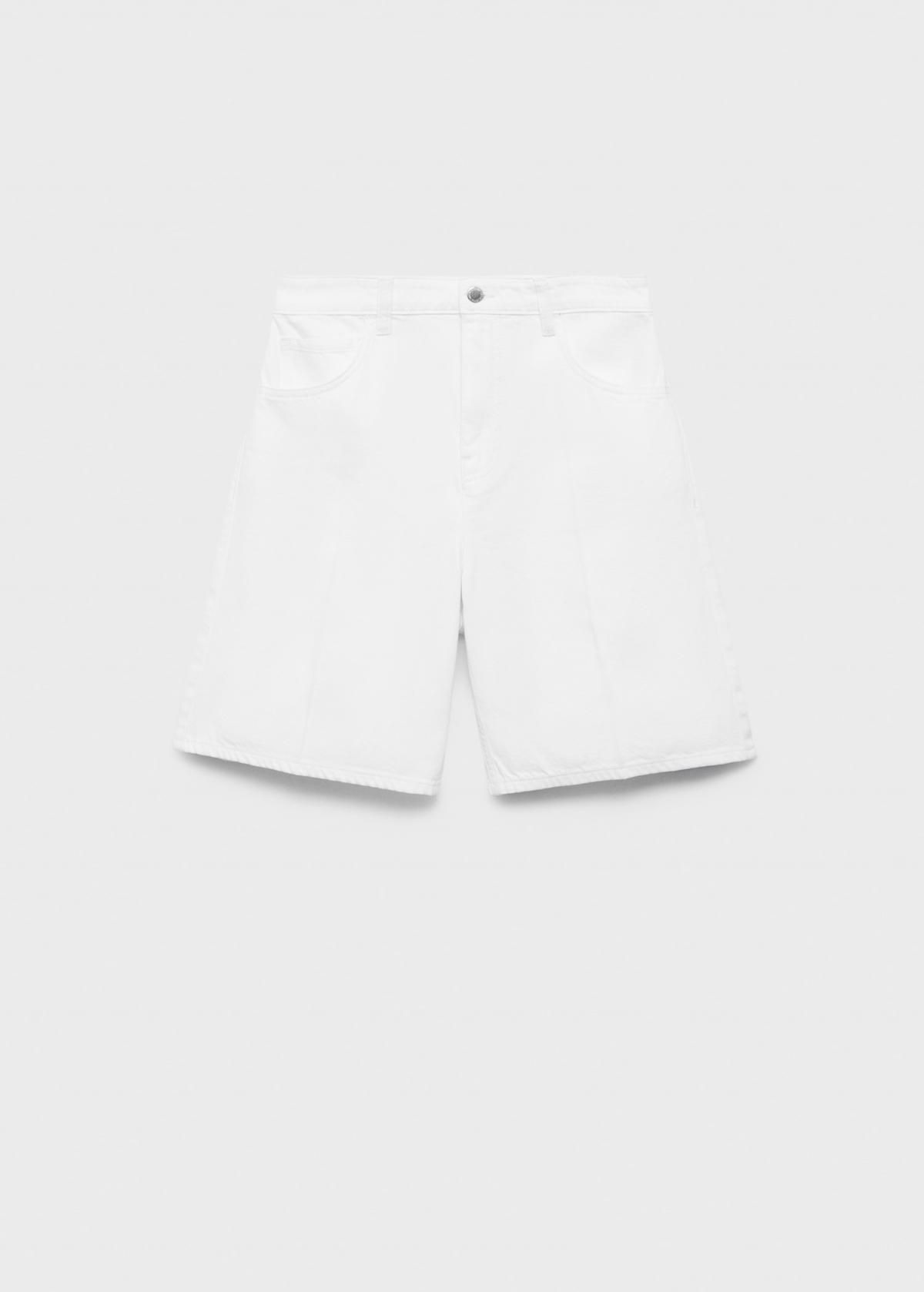 망고 스트레이트핏 하이웨이스트 데님 반바지 화이트 17051197 BLANCO - 상품 이미지