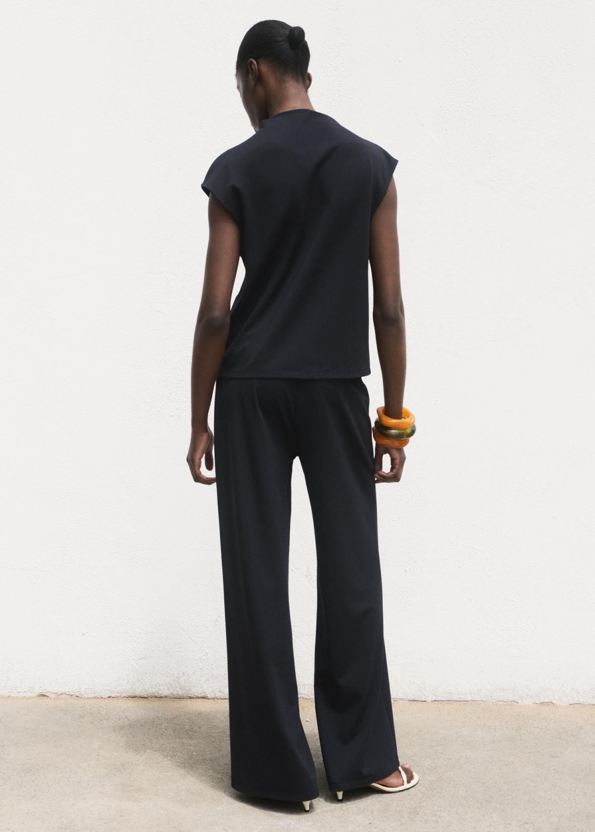 망고 트렌디 와이드핏 하이웨이스트 밴딩 팬츠 17091578 AZUL MARINO - 상세 이미지 3