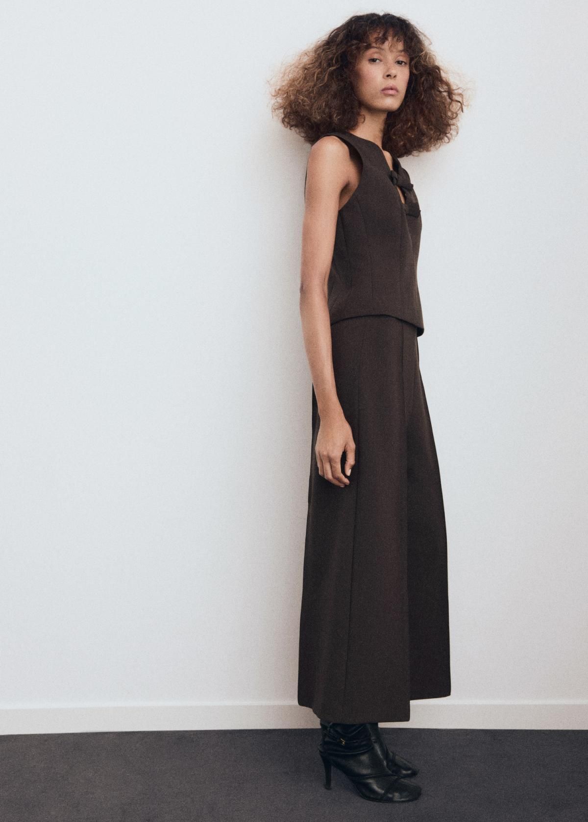 망고 모던 와이드 크롭 큐롯 하이웨이스트 팬츠 17087814 MARRON - 상세 이미지 2