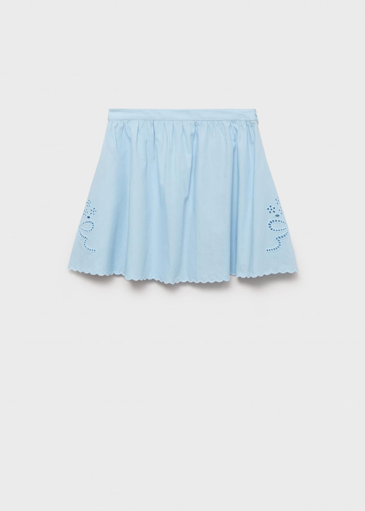 망고 스캘럽 밑단 플레어 미니 자수 스커트 17052538 AZUL CELESTE - 상품 이미지