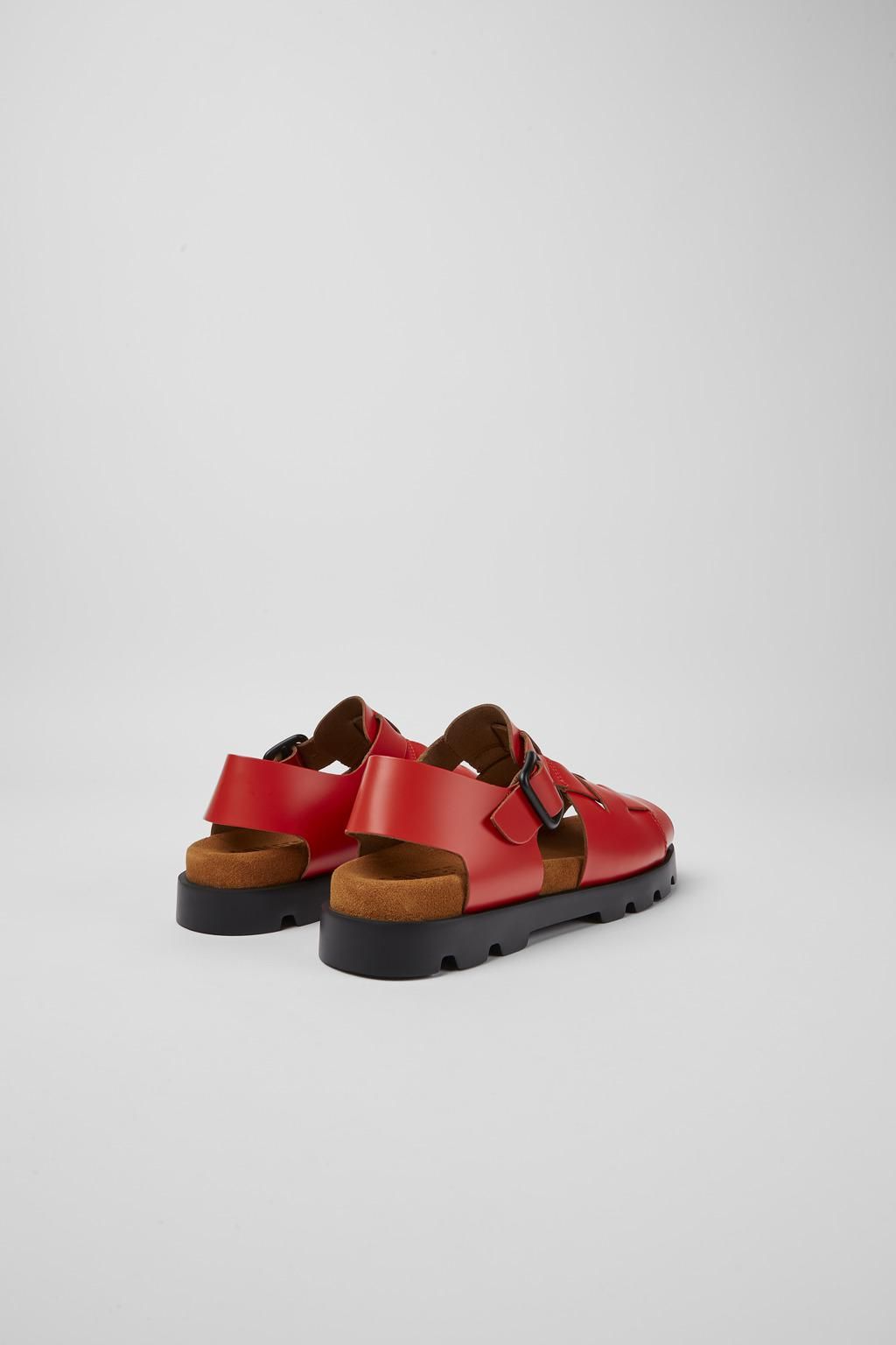 캠퍼 레드 레더 스트랩 샌들 Brutus K201397-002 RED - 상세 이미지 3