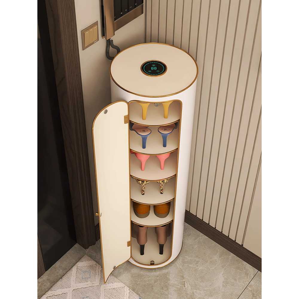 원형 회전 신발장 공간절약 스탠드 디자인 다용도장 32X105CM 문포함 - 상세 이미지 4