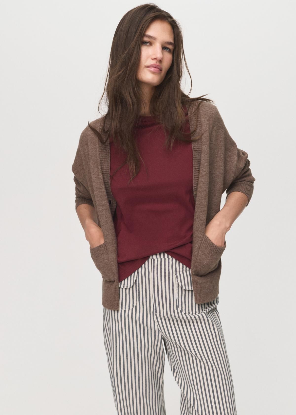 망고 스트라이프 하이웨스트 와이드 슬랙스 팬츠 17014152 CRUDO - 상세 이미지 5