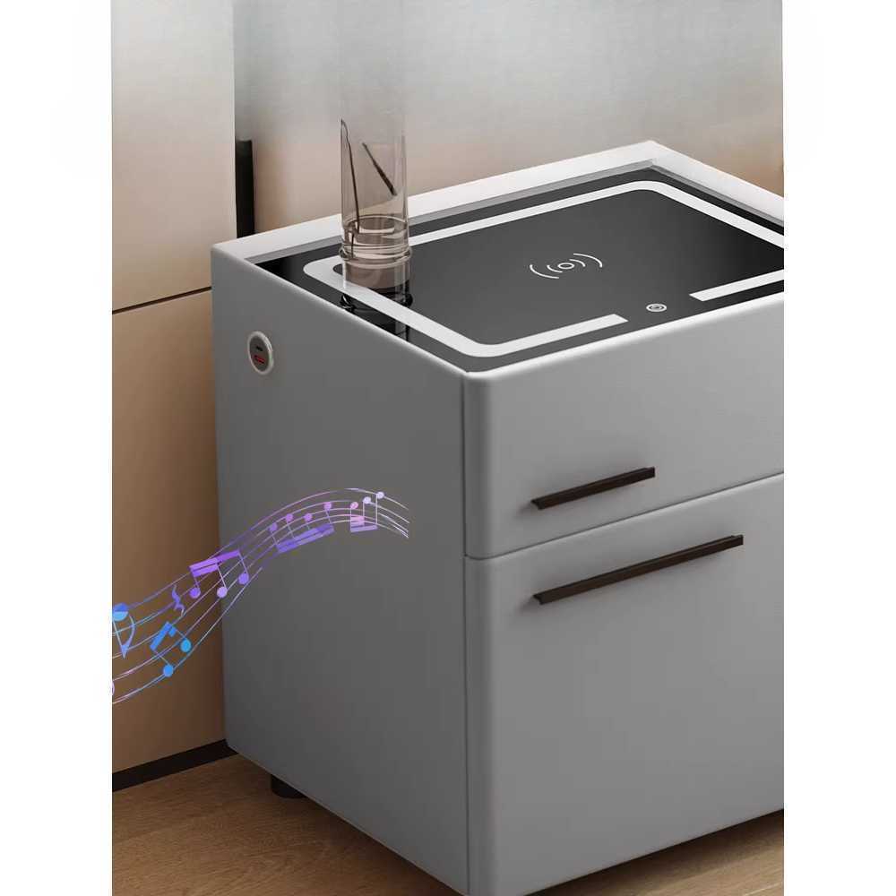 스마트 침대 협탁 금고 비밀 수납 서랍형 협탁 선반 화이트 (40 터치+무선충전+USB) - 상세 이미지 4