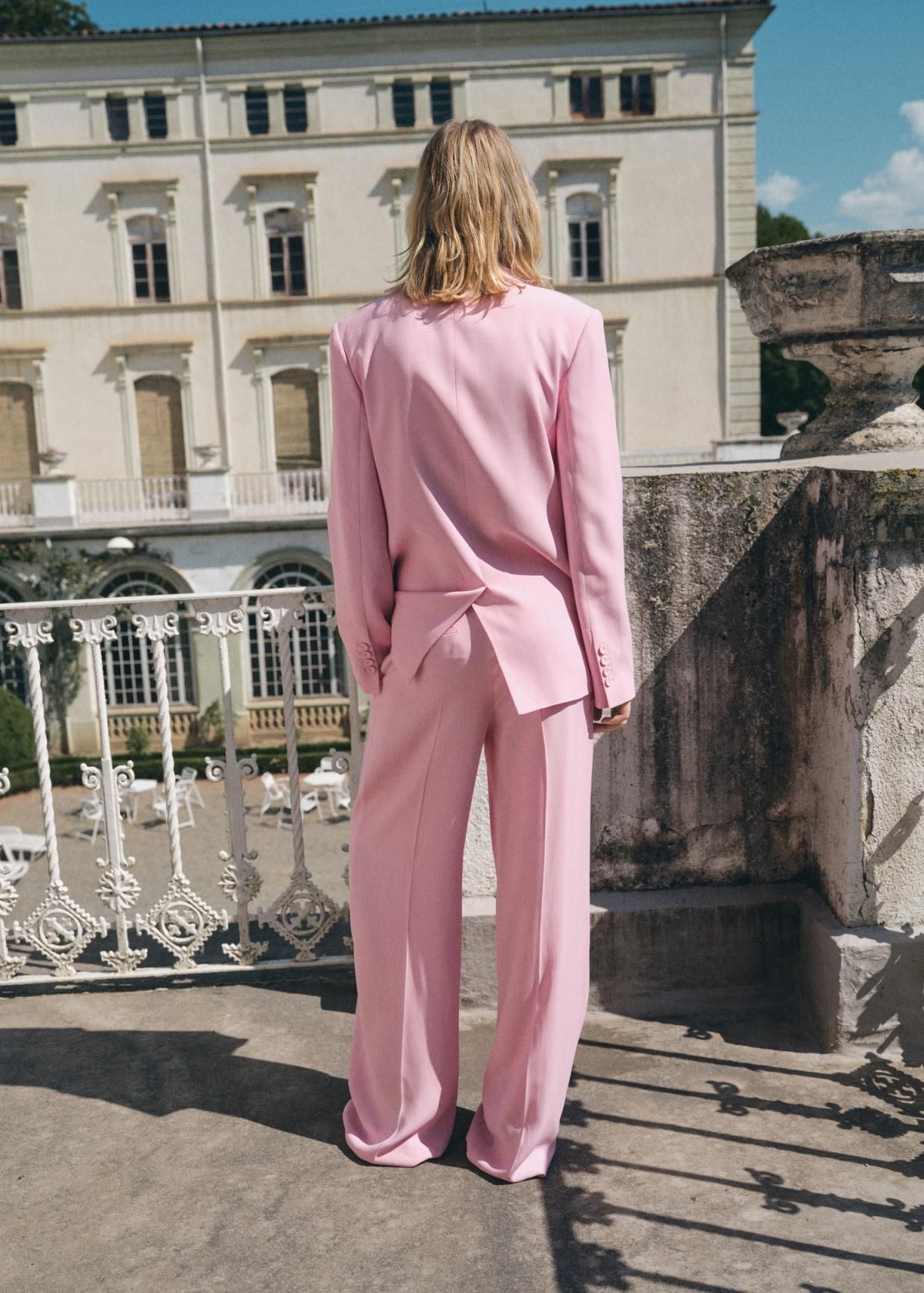 망고 페미닌 핑크 와이드핏 슬랙스 팬츠 17014150 ROSA - 상세 이미지 4