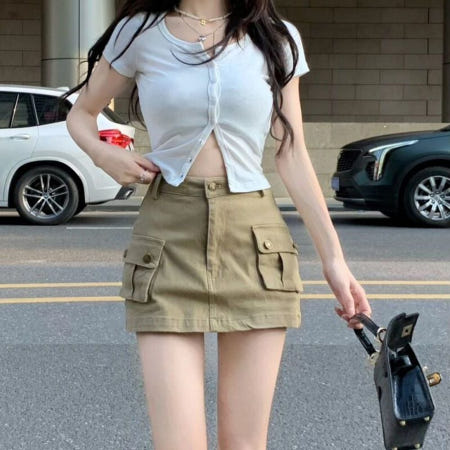 그코 레트로 카고 미니스커트 BIA700010 학교 관공서 사무실 파워셀러 롱스커트 여성
