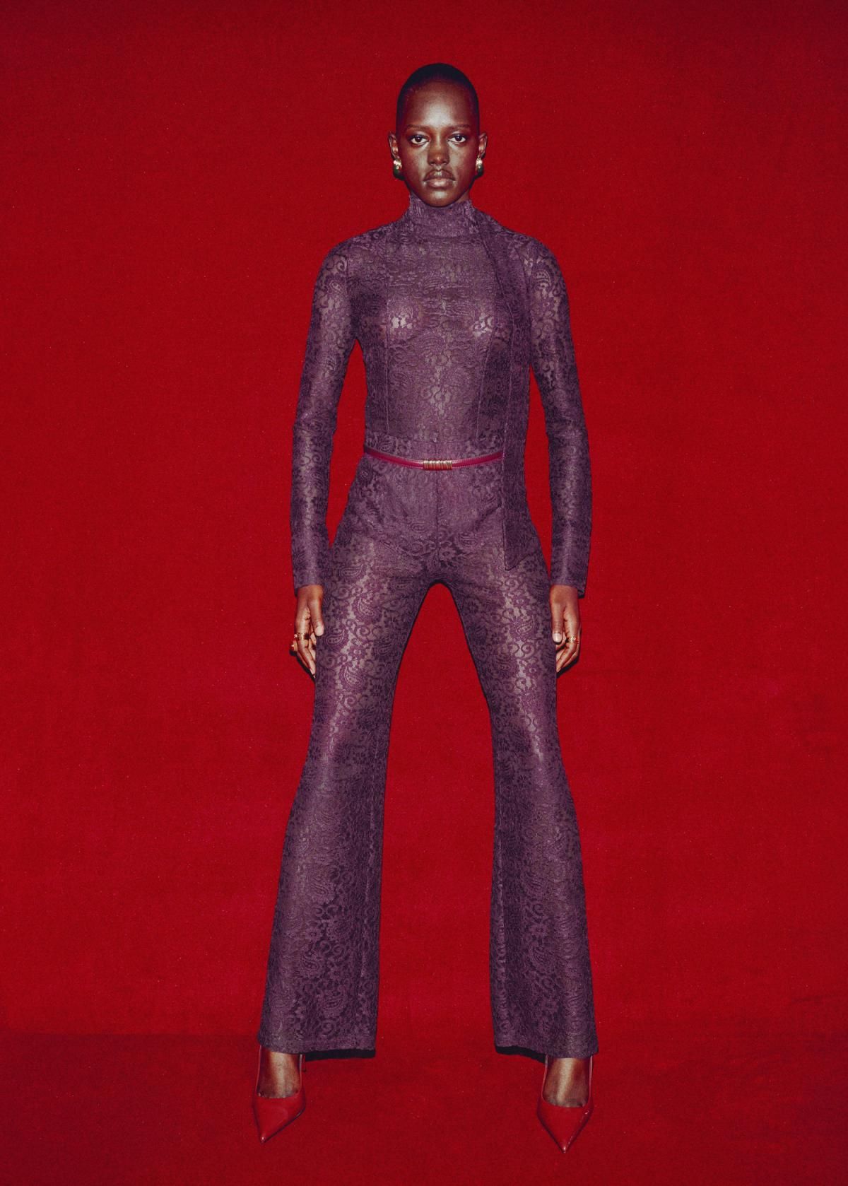 망고 레이스 스트레이트 롱 팬츠 17049112 VINO - 상세 이미지 3