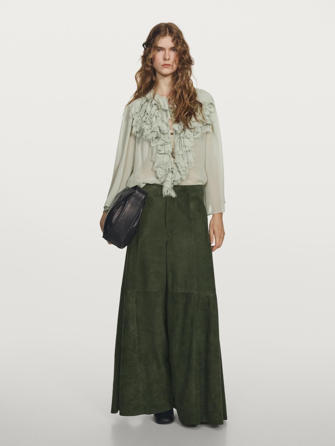 마시모두띠 테크니컬 와이드핏 스웨이드 레더 팬츠 9003/954 MOSS GREEN - 상세 이미지 2
