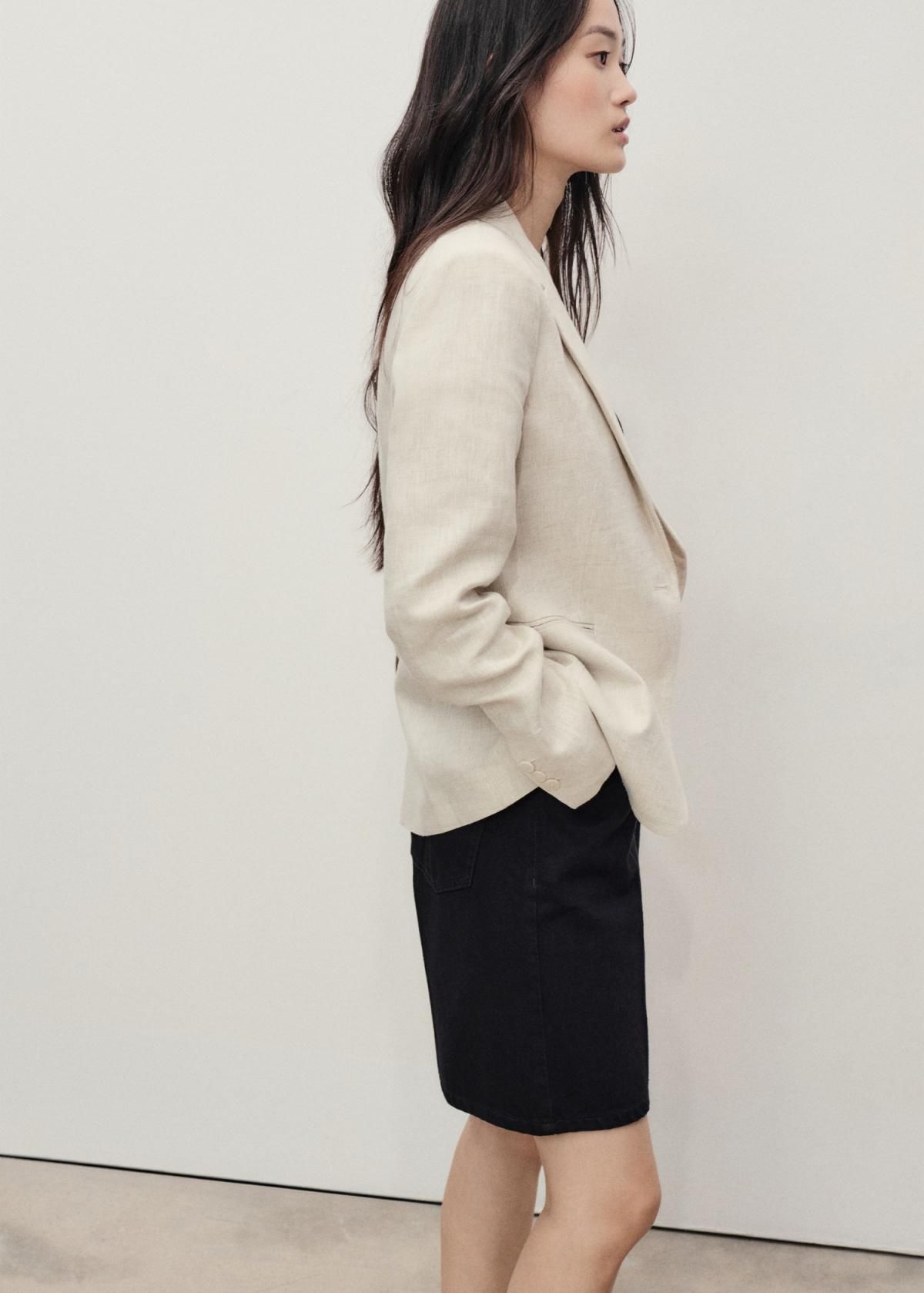 망고 블랙 데님 하이웨이스트 스트레이트핏 버뮤다 반바지 17081207 DENIM NEGRO - 상세 이미지 5