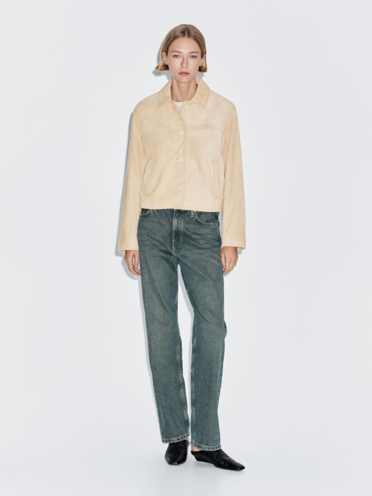 마시모두띠 프리미엄 스웨이드 레더 크롭 재킷 4741/591 BEIGE - 상세 이미지 2