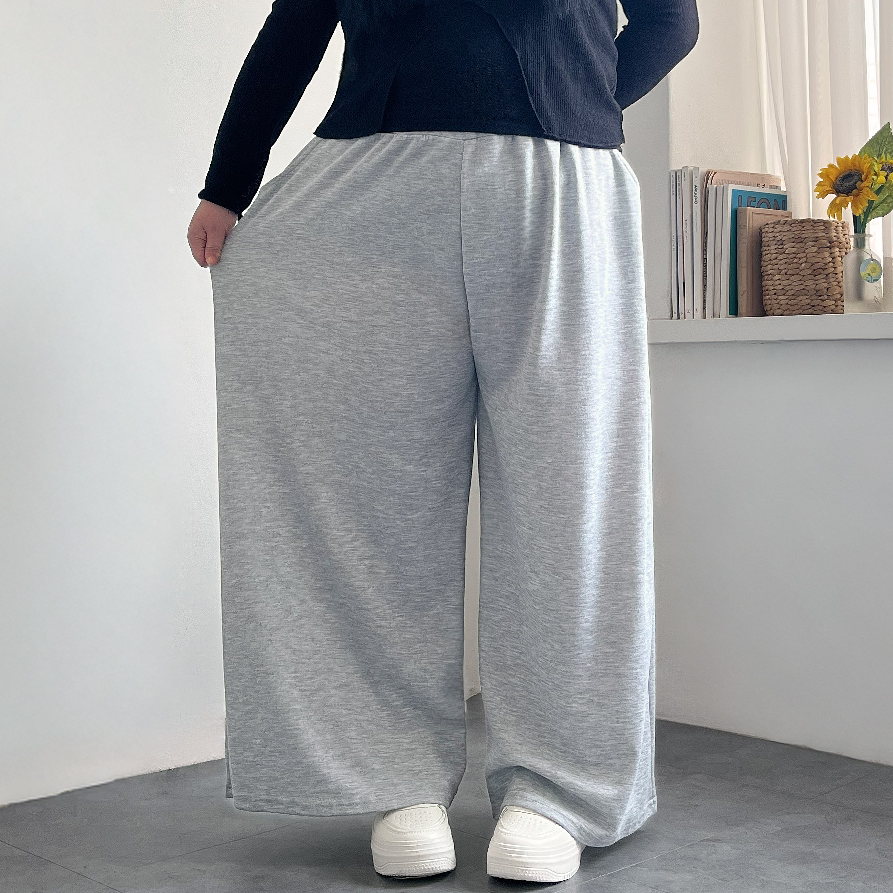 빅사이즈 편한 와이드팬츠 키작녀바지 - 상세 이미지 4