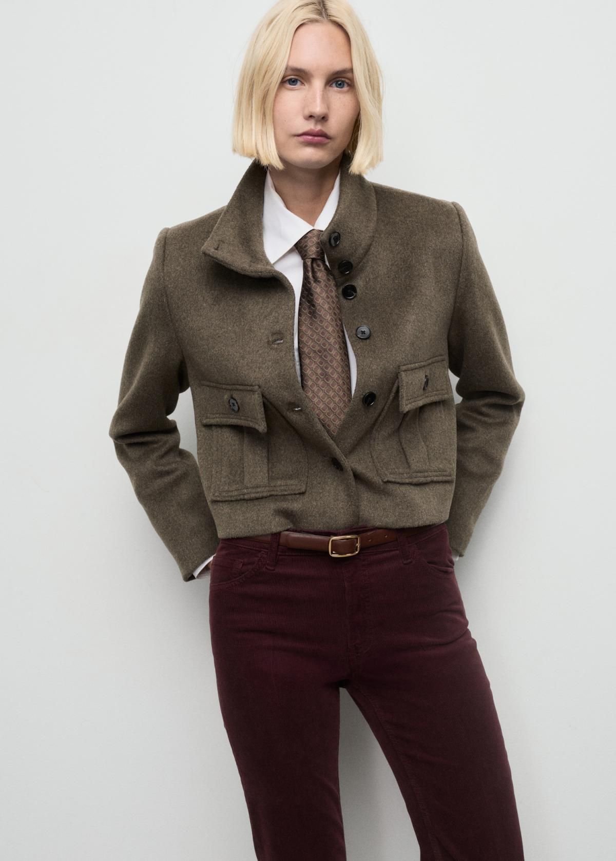 망고 트렌디 미드웨이스트 버건디 코듀로이 플레어 팬츠 17027773 CHOCOLATE - 상세 이미지 4