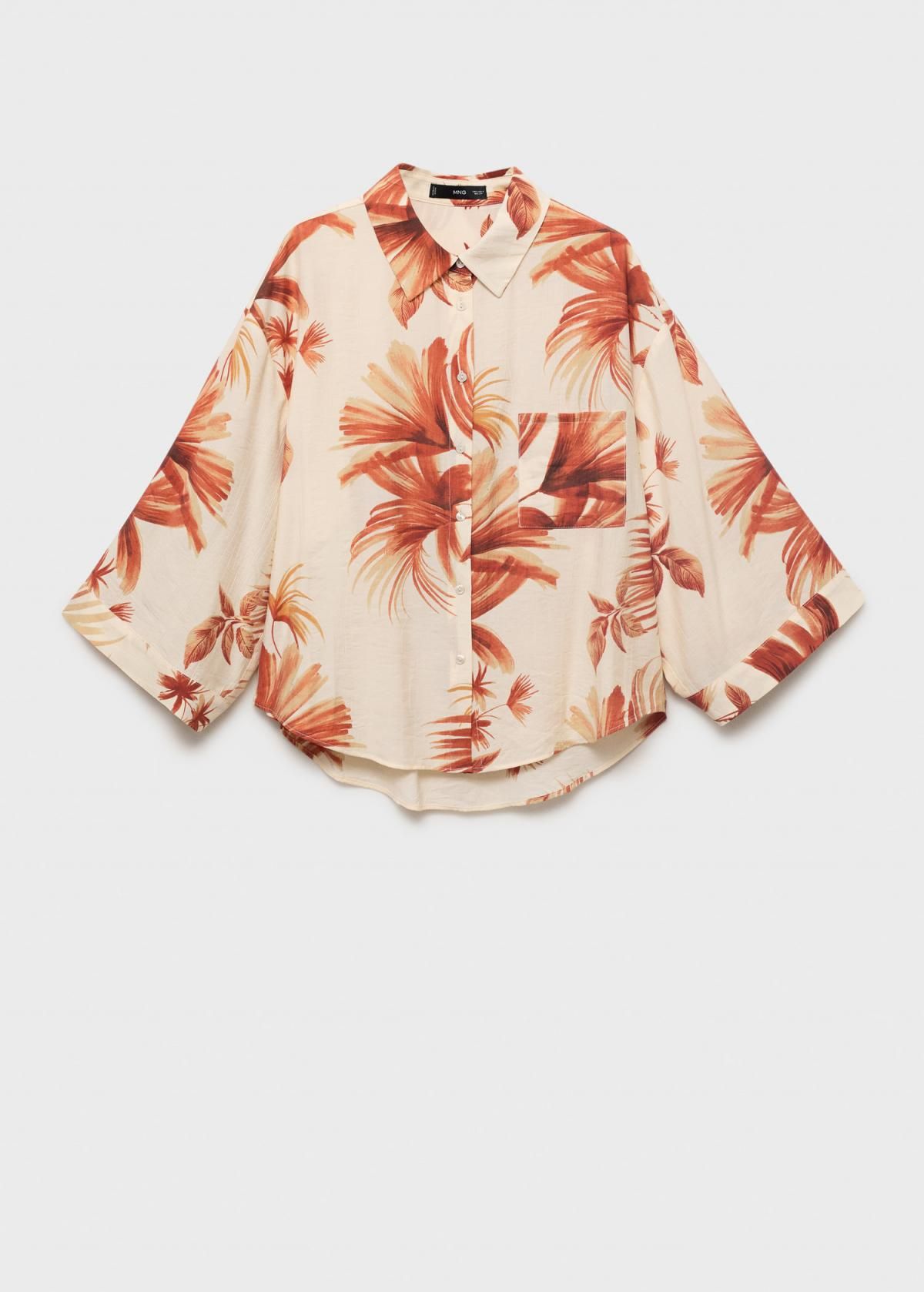 망고 리조트 플루이드 야자수 프린트 7부 셔츠 17072905 BLANCO ROTO - 상품 이미지