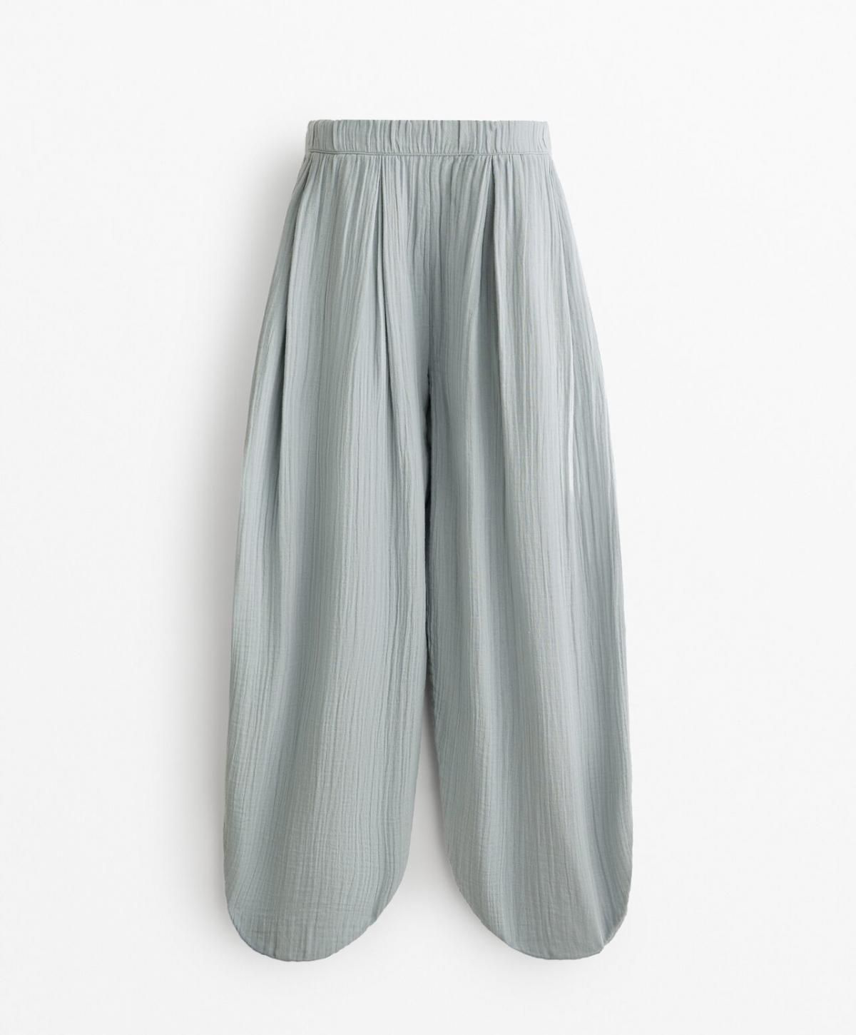 오이쇼 미니멀 와이드 배기 100 코튼 쉬폰 벌룬 팬츠 3371/873 WASHEDGREYBLUE 이미지 8
