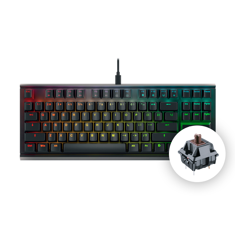 체리 키보드 MX 1.1 RGB TKL 텐키리스 게이밍 기계식 키보드 블랙, 갈축 - 메인 이미지