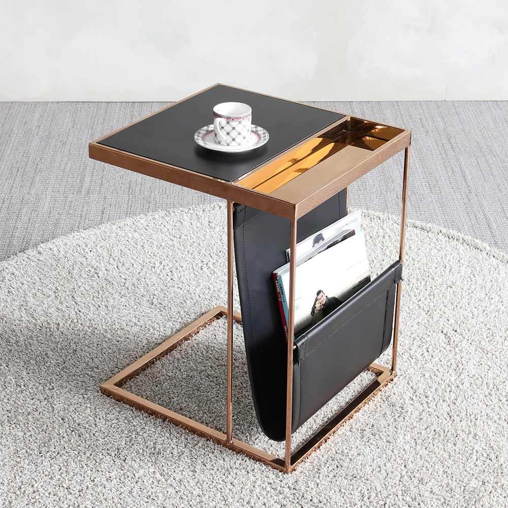 스코나 아르카 로즈골드 스텐스틸 수납 거실 사이드 테이블