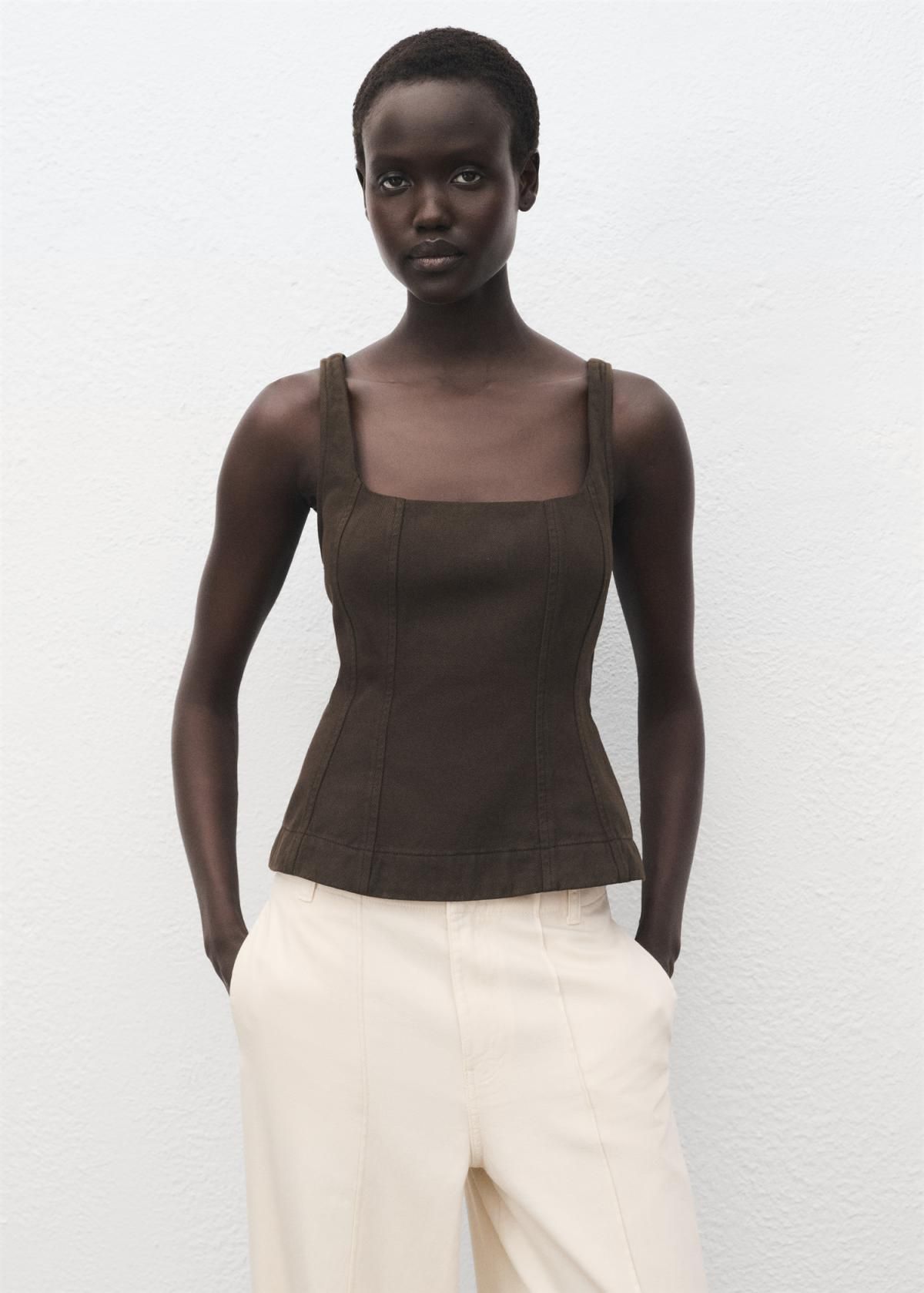 망고 트렌디 와이드 데님 팬츠 하이웨이스트 코튼 17014103 CRUDO - 상세 이미지 4