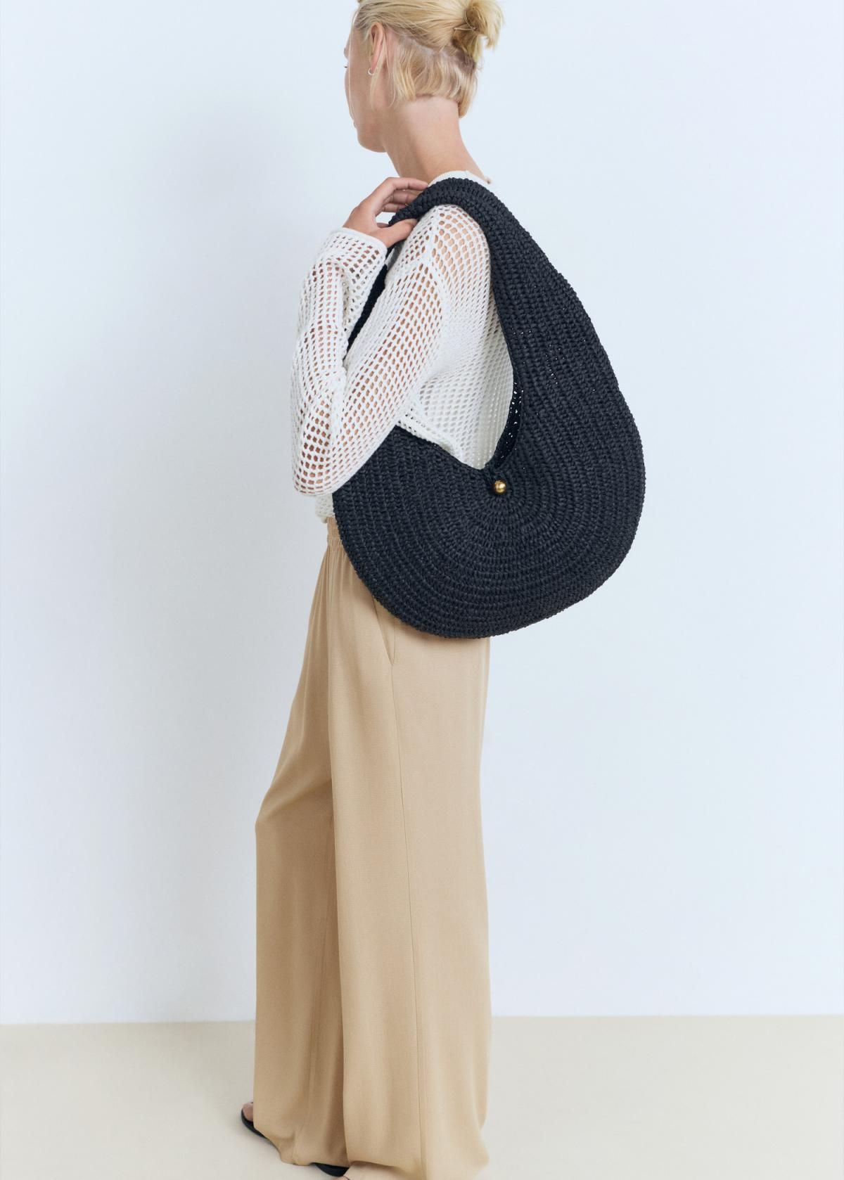 망고 엘라스틱 웨이스트 라이트베이지 스트레이트 팬츠 17012538 BEIGE - 상세 이미지 4