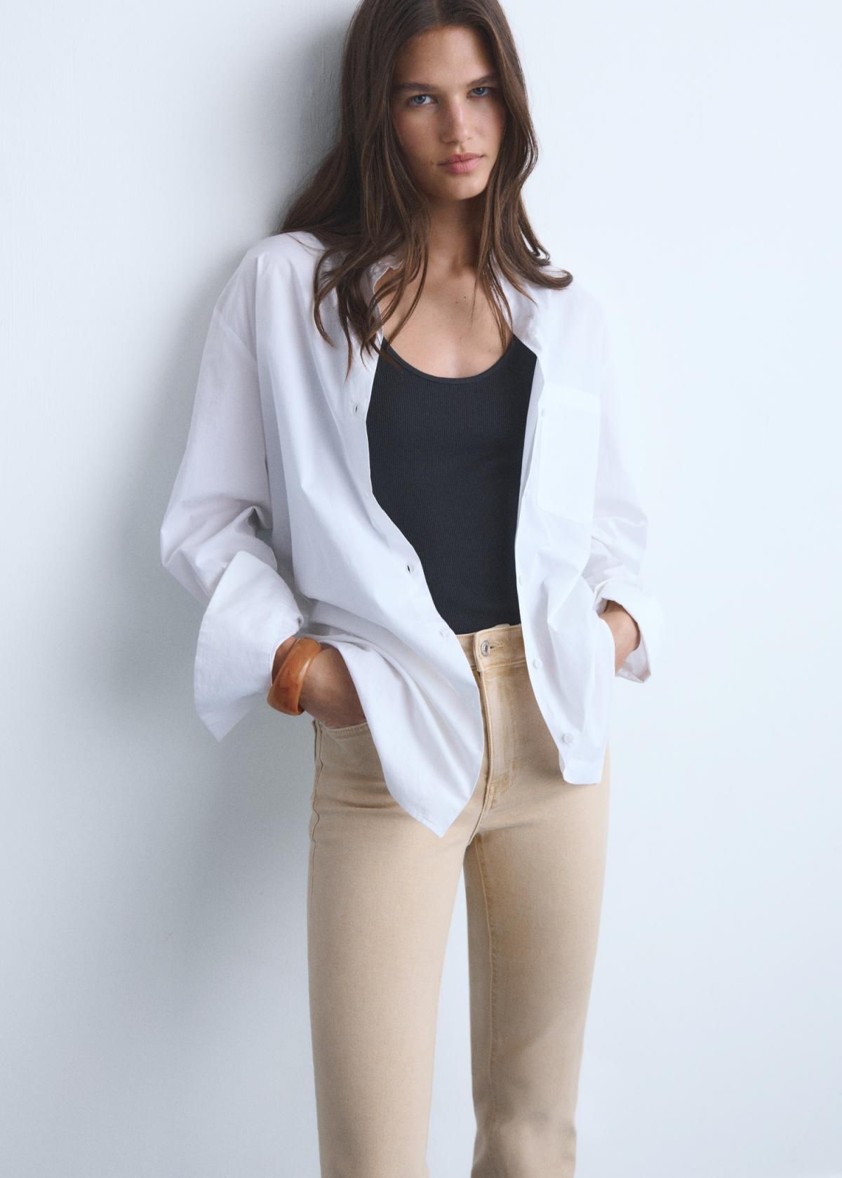 망고 크롭 플레어 베이지 데님 팬츠 17001209 ARENA - 상세 이미지 4