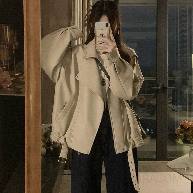 가을 여성 라이더 가죽자켓 트렌디한 스탠드 칼라 PU 소재로 스타일리시한 빈티지 무드 데일리 자켓 - 상세 이미지 2