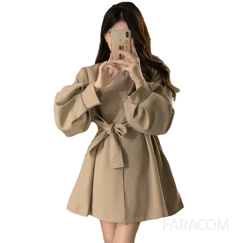 여성용 레이스 허리 루즈핏 바람막이 재킷 가을철 여성 윈드브레이커 다용도 편안한 착용감 캐주얼 아우터 - 상세 이미지 5