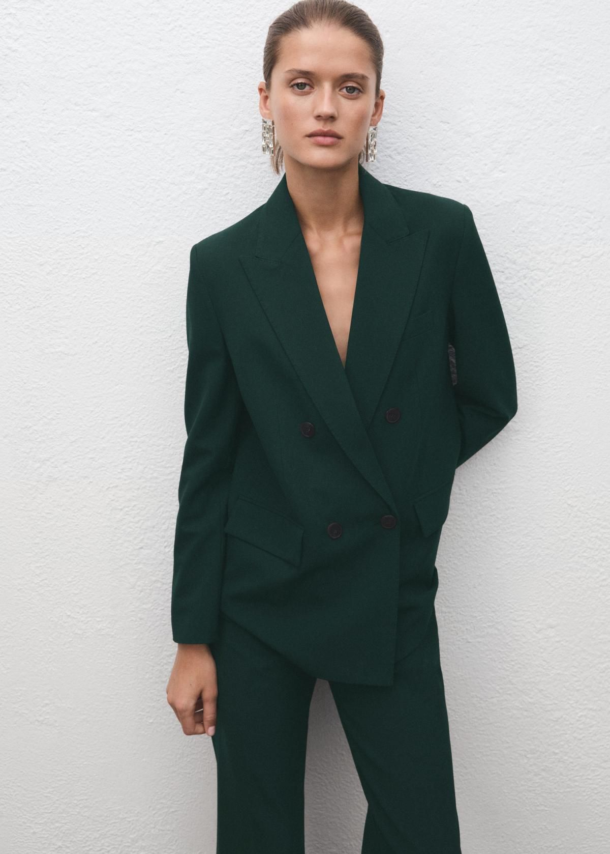 망고 테일러드 플레어 팬츠 하이웨이스트 울믹스 17099210 VERDE - 상세 이미지 4