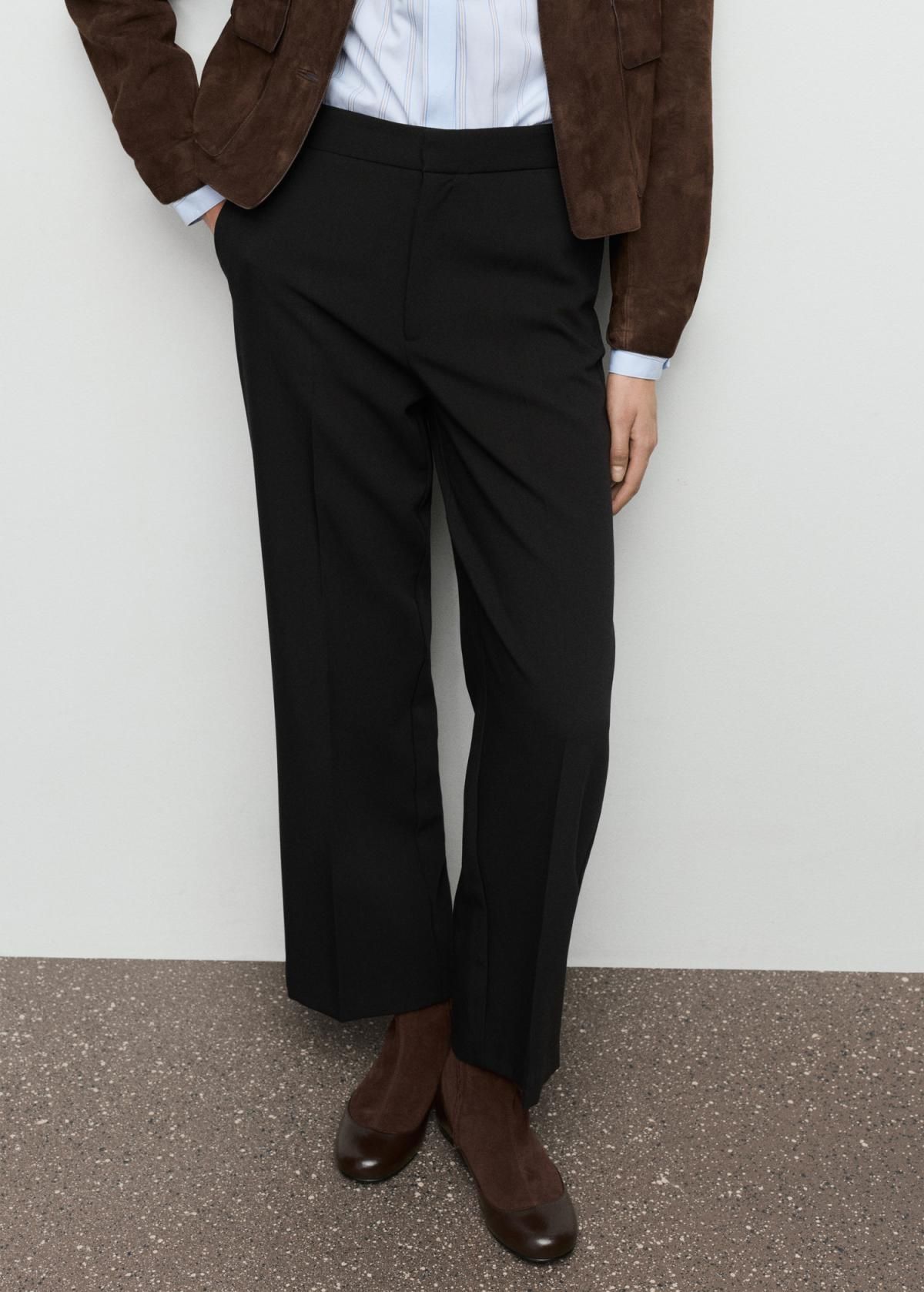 망고 클래식 하이웨이스트 스트레이트 슬랙스 팬츠 17096743 NEGRO - 상품 이미지