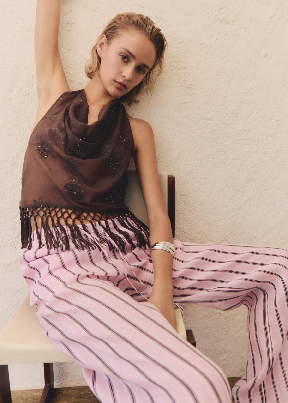 망고 스트라이프 라미오 와이드 팬츠 17091184 ROSA CLARO - 상세 이미지 2