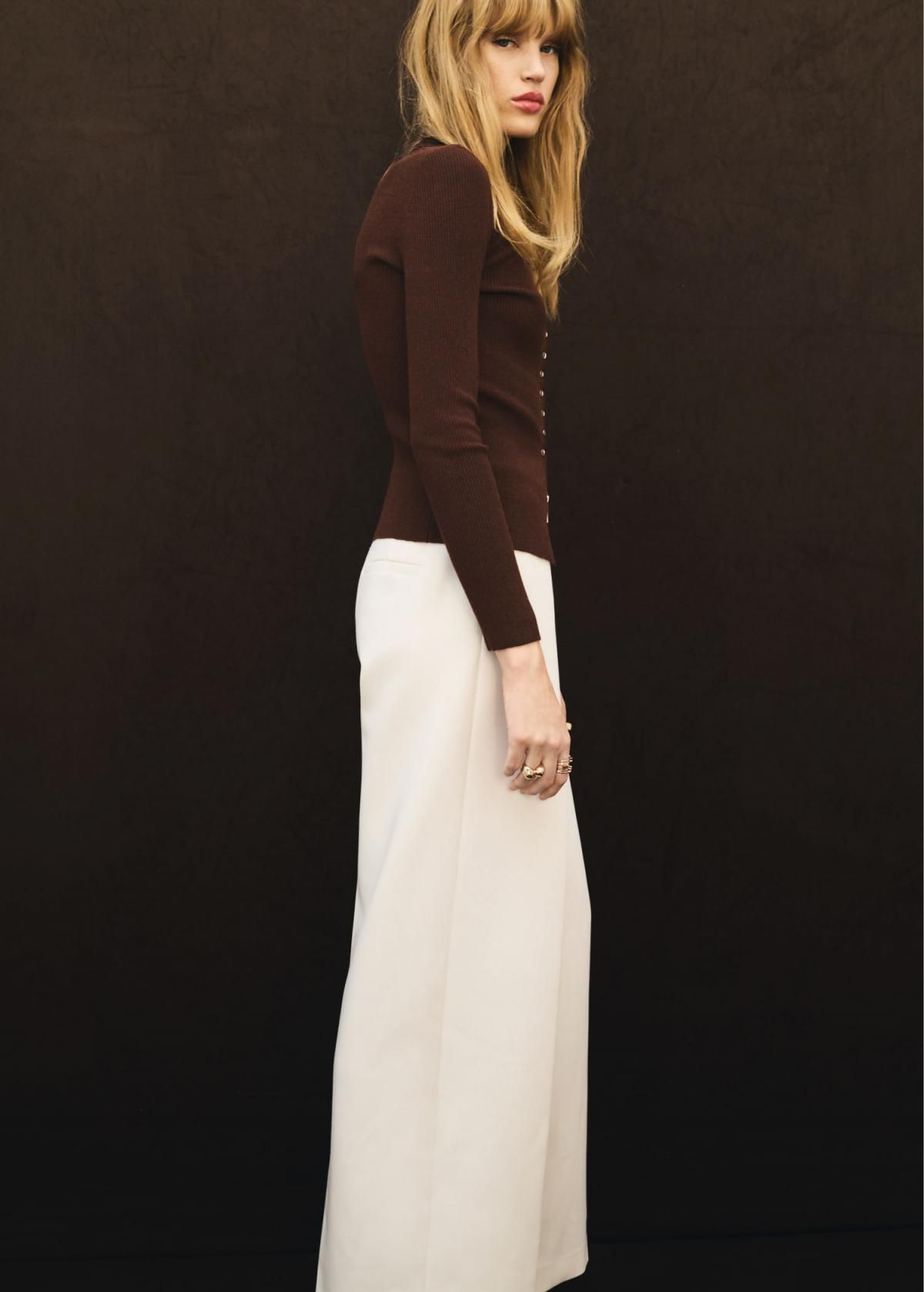 망고 와이드 테크니컬 플리츠 지퍼 슬랙스 팬츠 17066002 CRUDO - 상세 이미지 4