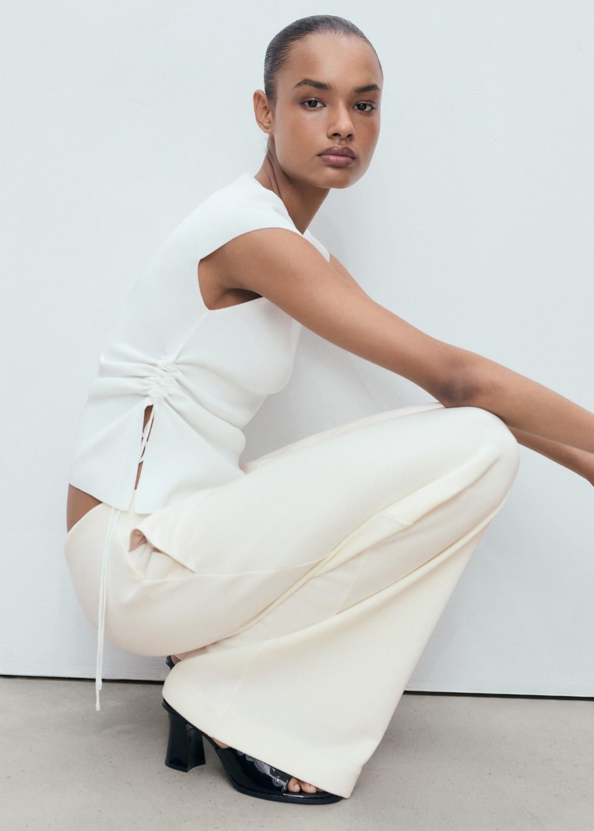 망고 와이드핏 코튼믹스 밴딩 팬츠 17084095 CRUDO - 상세 이미지 4