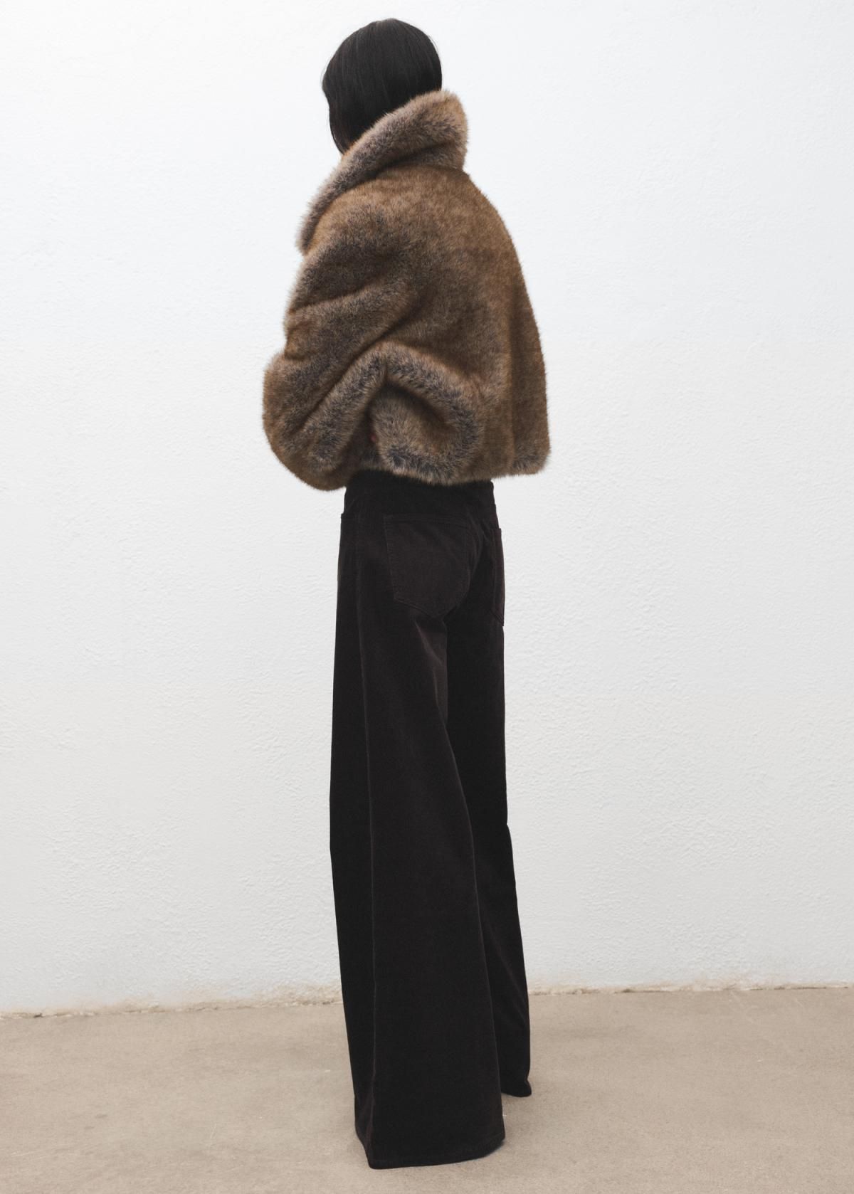 망고 코듀로이 하이웨스트 와이드 팬츠 17057780 CHOCOLATE - 상세 이미지 3