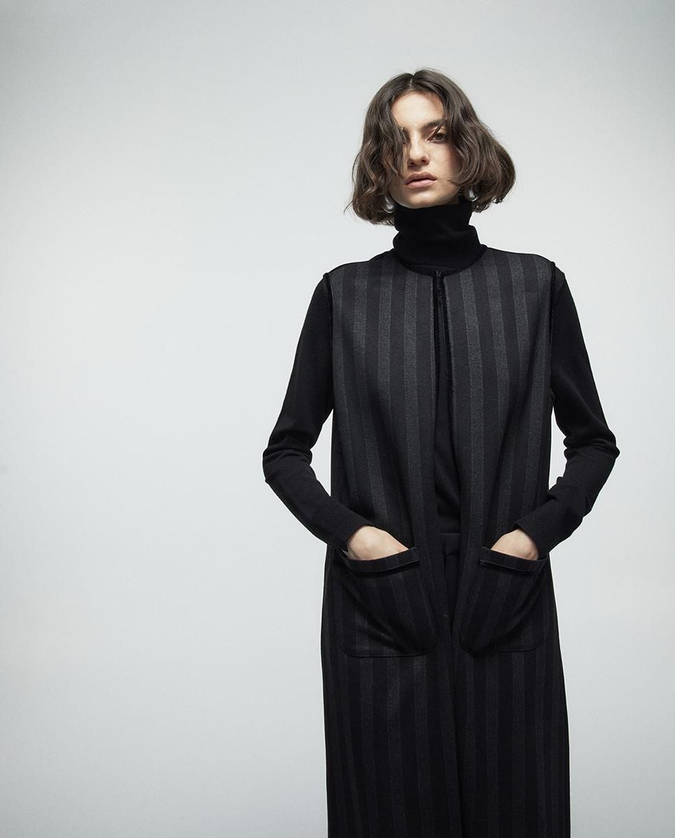 스페라 스트라이프 포켓 롱 소프트 베스트 56260603487 GRIS OSCURO - 상세 이미지 2