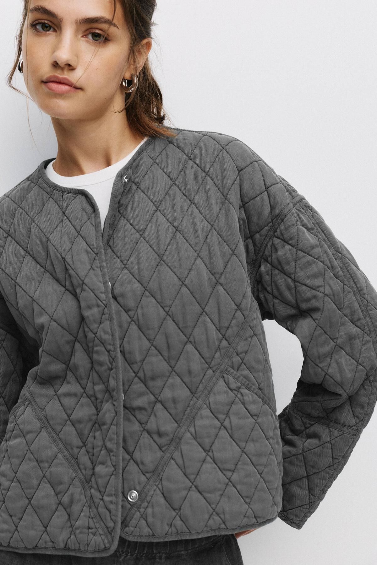 풀앤베어 경량 퀼팅 라운드넥 패딩 재킷 7700/344 ANTHRACITE GREY - 상세 이미지 5