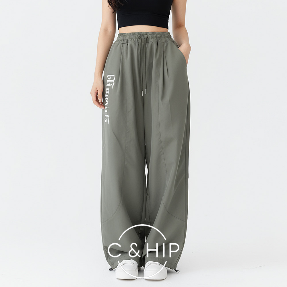 힙 루즈핏 고딕 스카치 야광 오버핏 트랙 와이드팬츠 (카키/블랙) - 상품 이미지