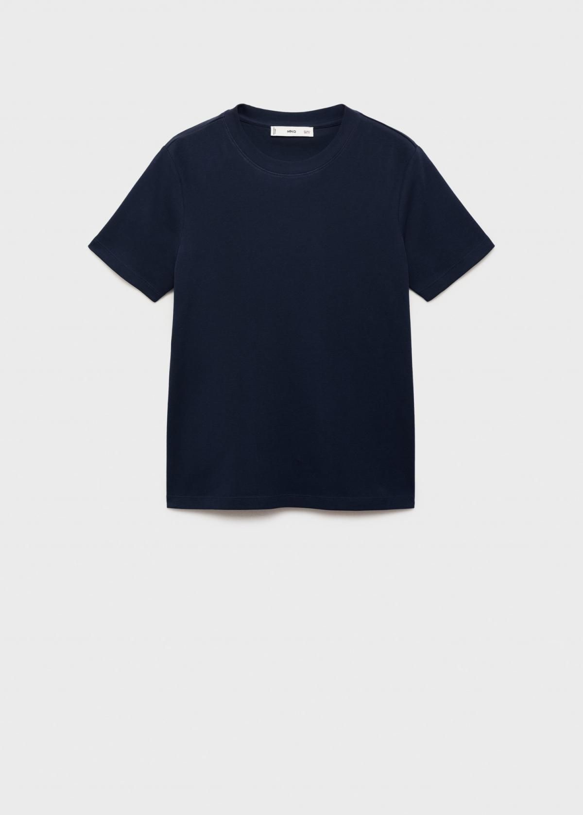 망고 베이직 코튼 반팔 티셔츠 네이비 17021197 AZUL MARINO - 상품 이미지