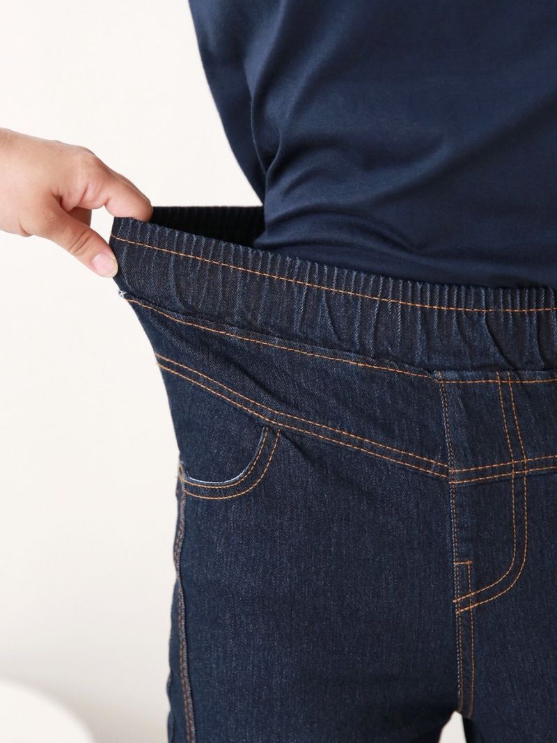 가을밑단트임올밴딩진청바지 여성가을데님 - 상세 이미지 5