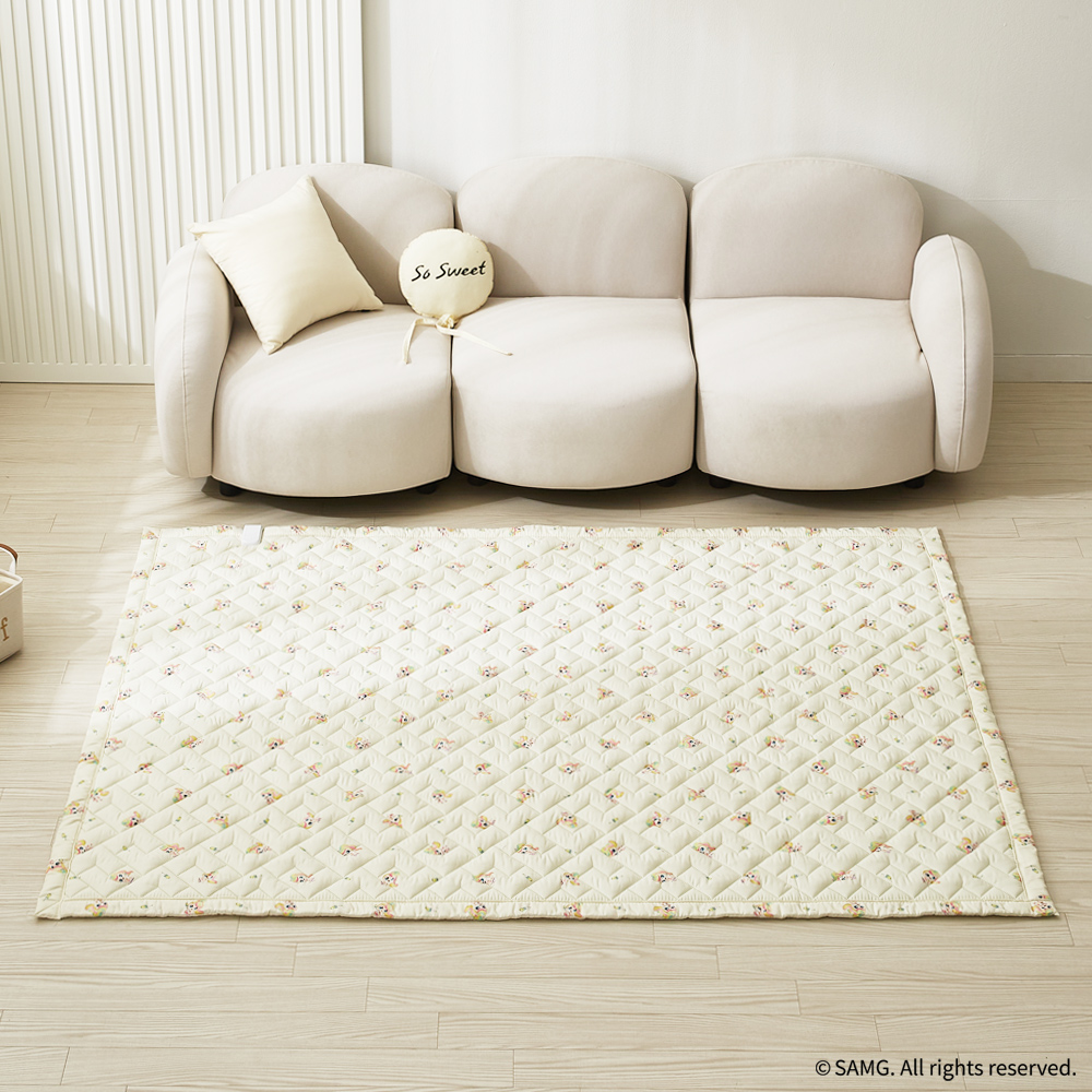 캐치티니핑 EMF 2in1 탄소 매트 전기 요 장판 토퍼핏 퀸, 150x200cm, 뽀니핑(옐로우) - 메인 이미지