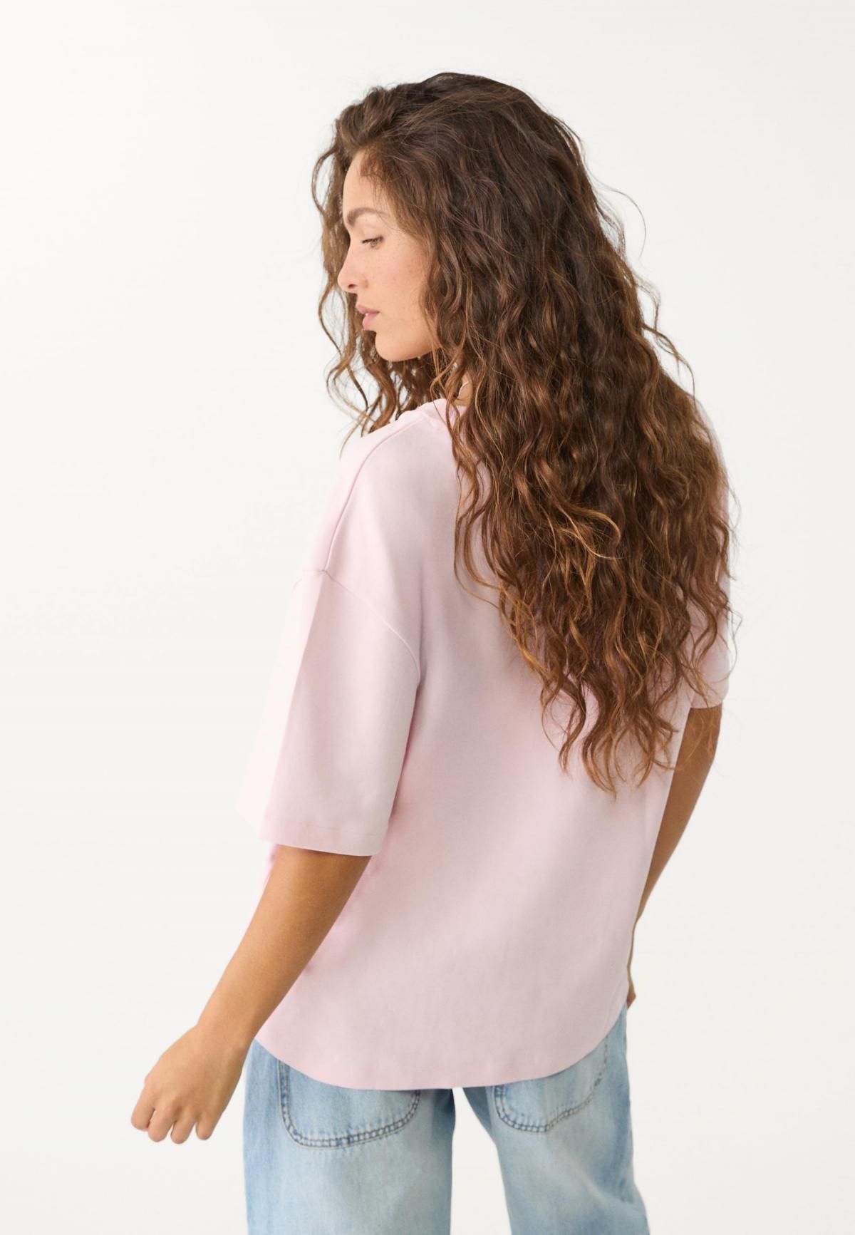 스트라디바리우스 오버사이즈 라운드넥 코튼 반팔 티셔츠 6521/553 PASTEL PINK - 상세 이미지 5