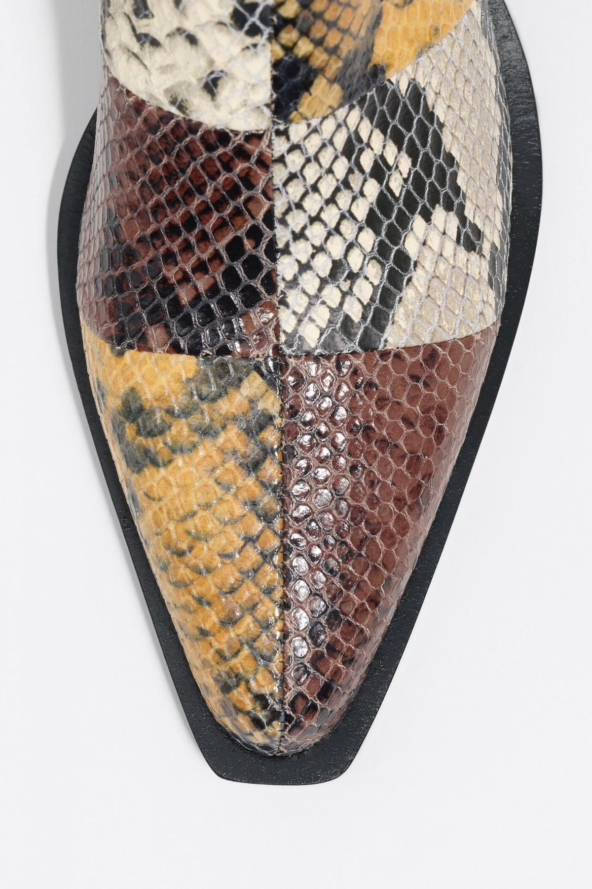 빔바이롤라 웨스턴 스네이크 패치워크 레더 앵클 부츠 252BZ0603.10600 BROWN - 상세 이미지 5